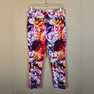 Attyre Orange Purple Abstract Print Pull On Pants Size 10 6383
